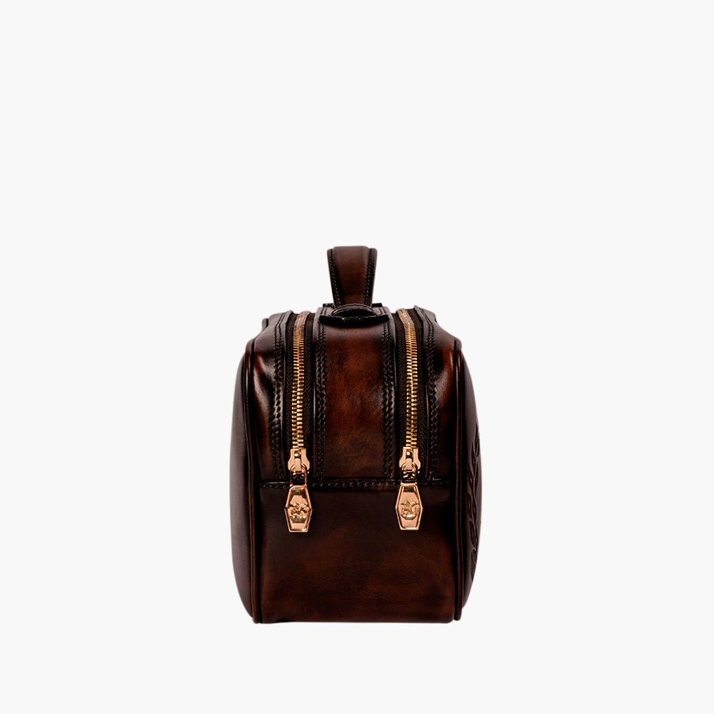 Angelo Galasso Brown Leather Necessaire - Angelo Galasso - Luxury Italian Menswear London