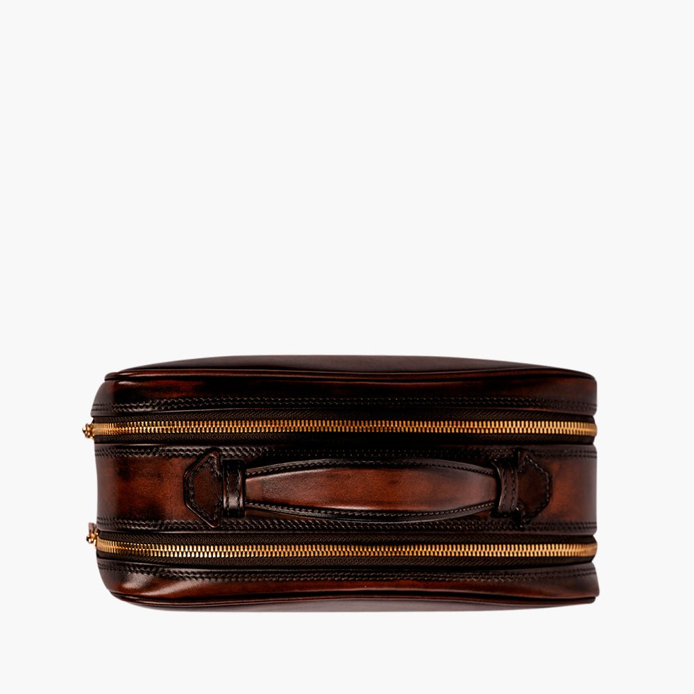 Angelo Galasso Brown Leather Necessaire - Angelo Galasso - Luxury Italian Menswear London