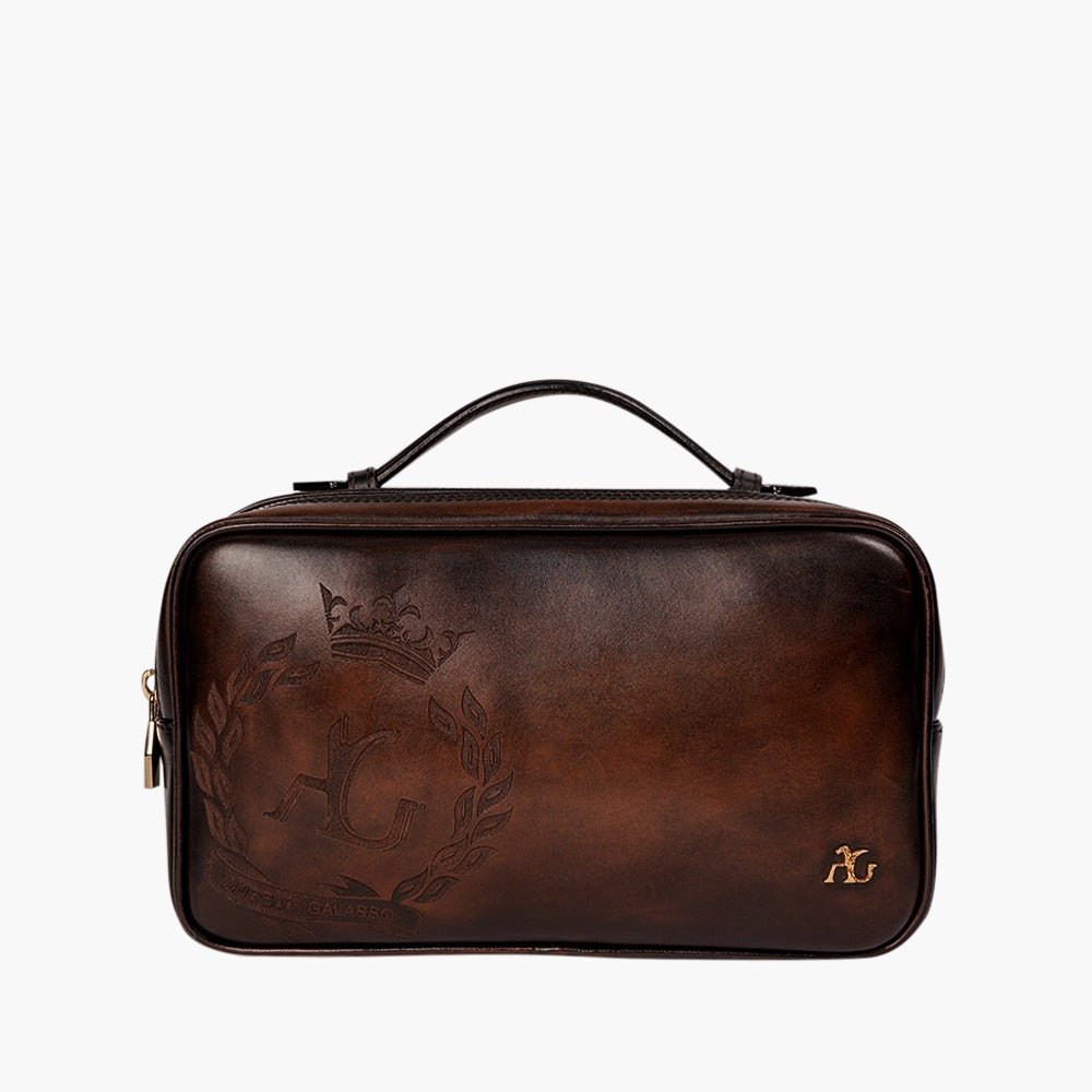 Angelo Galasso Brown Leather Necessaire - Angelo Galasso - Luxury Italian Menswear London