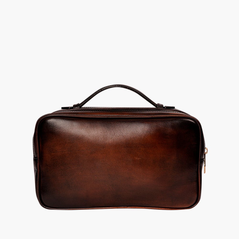 Angelo Galasso Brown Leather Necessaire - Angelo Galasso - Luxury Italian Menswear London