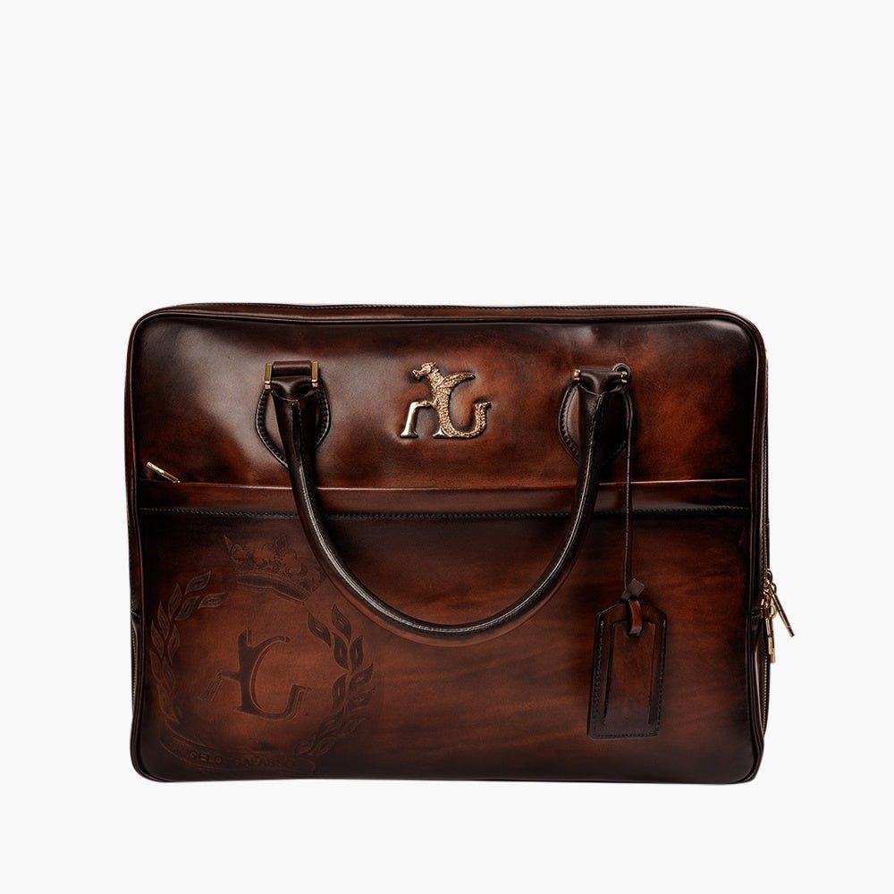 Brown Leather Travel Bag by Angelo Galasso - Angelo Galasso - Luxury Italian Menswear London