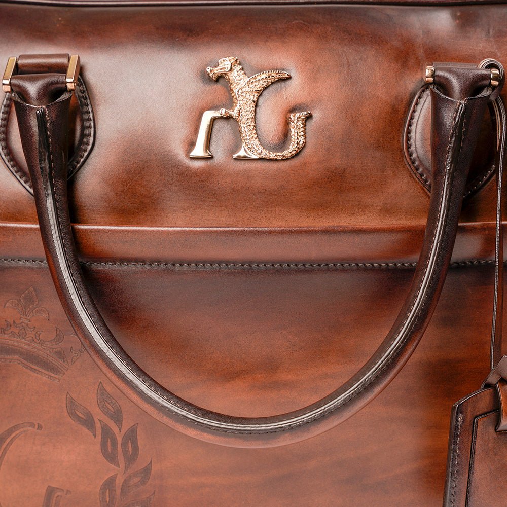 Brown Leather Travel Bag by Angelo Galasso - Angelo Galasso - Luxury Italian Menswear London