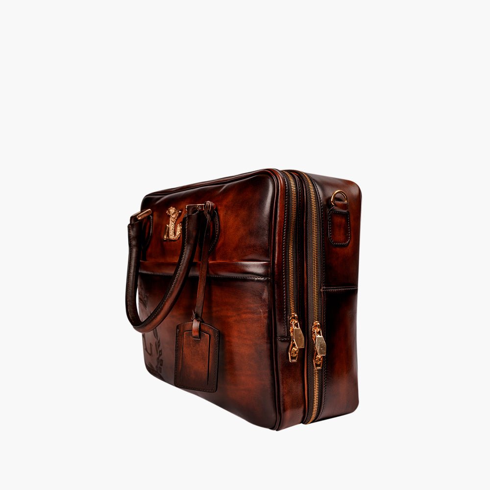 Brown Leather Travel Bag by Angelo Galasso - Angelo Galasso - Luxury Italian Menswear London
