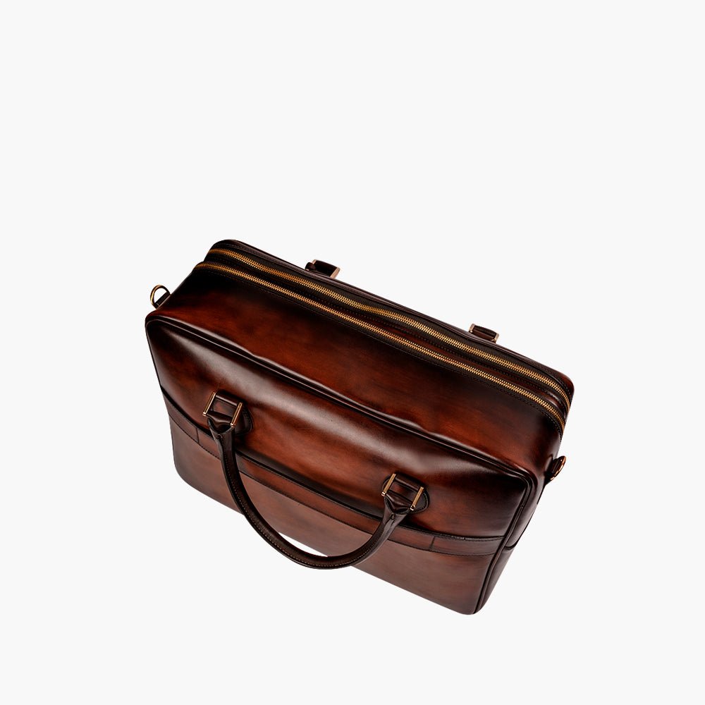 Brown Leather Travel Bag by Angelo Galasso - Angelo Galasso - Luxury Italian Menswear London