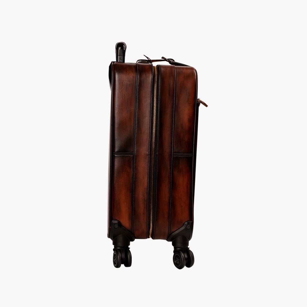 AG Brown Leather Cabin Trolley - Angelo Galasso - Luxury Italian Menswear London