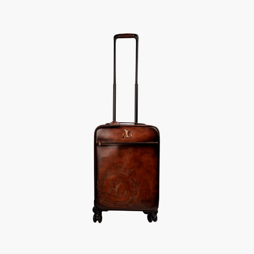 Brown Leather Cabin Trolley - side view