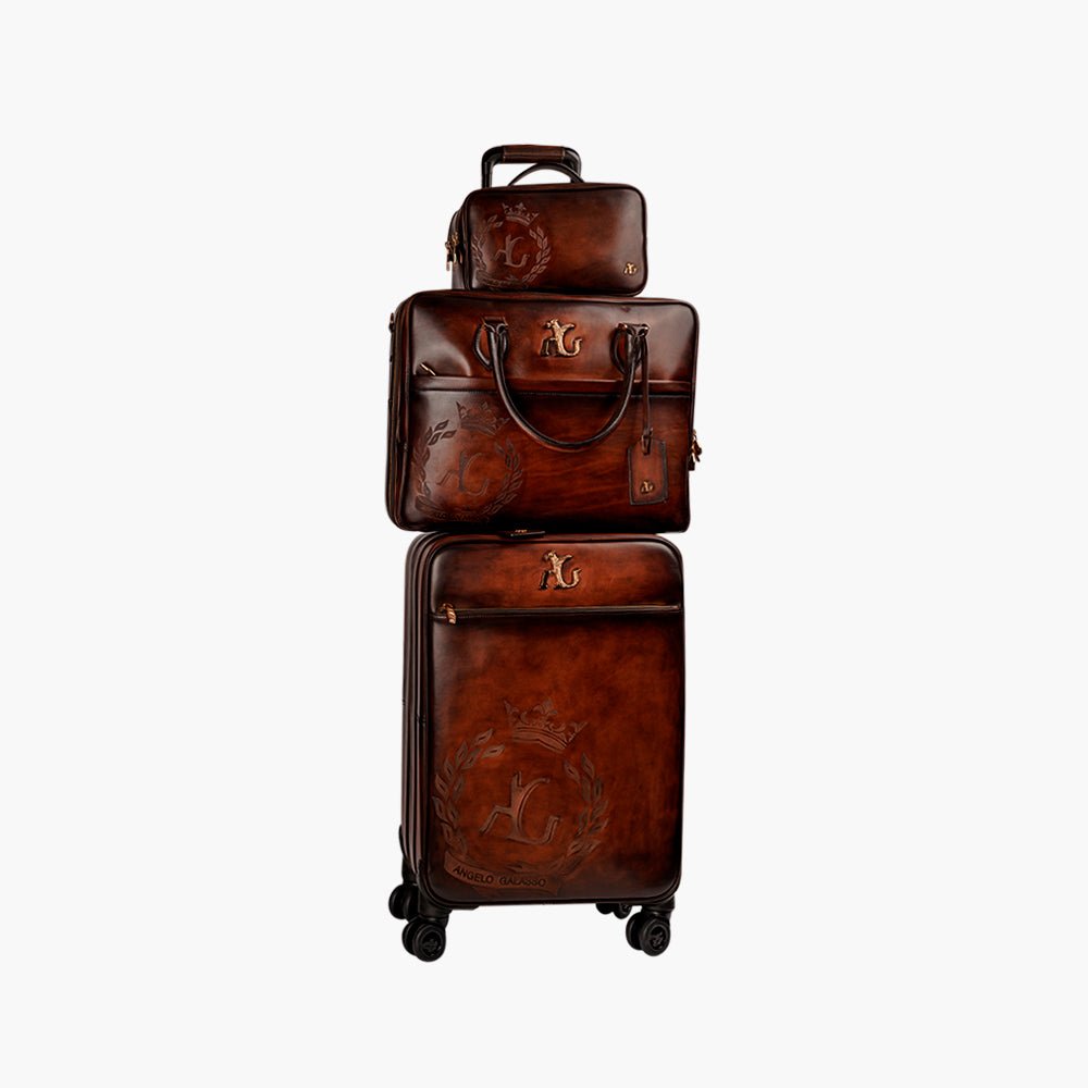 Brown Leather Travel Bag by Angelo Galasso - Angelo Galasso - Luxury Italian Menswear London