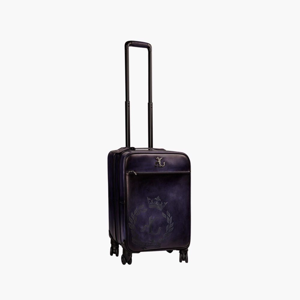AG Blue Leather Cabin Trolley - Angelo Galasso - Luxury Italian Menswear London