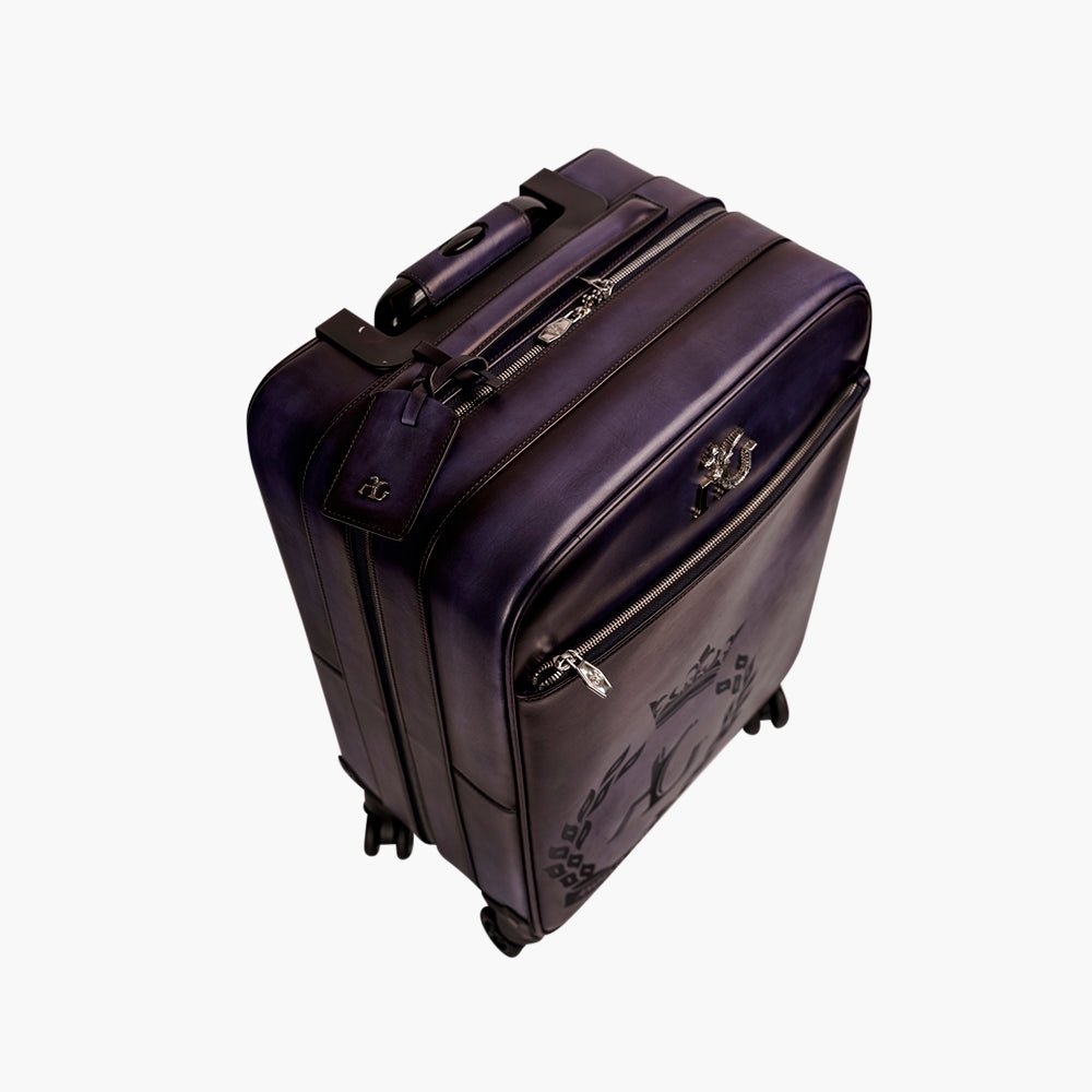 AG Blue Leather Cabin Trolley - Angelo Galasso - Luxury Italian Menswear London