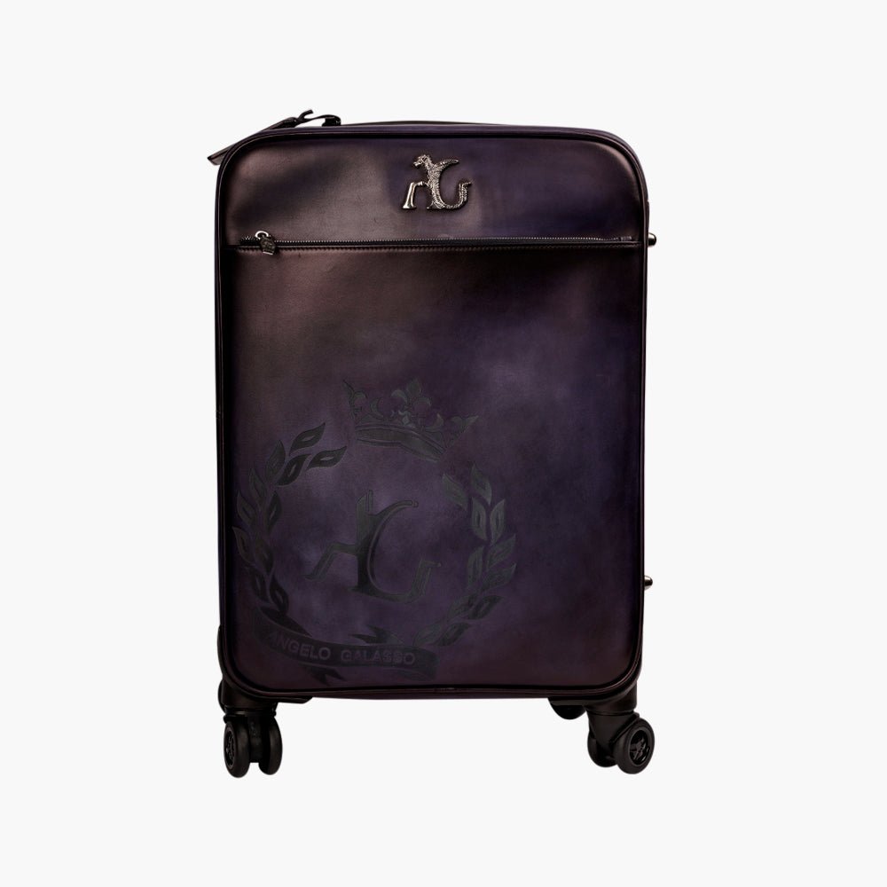 AG Blue Leather Cabin Trolley - Angelo Galasso - Luxury Italian Menswear London