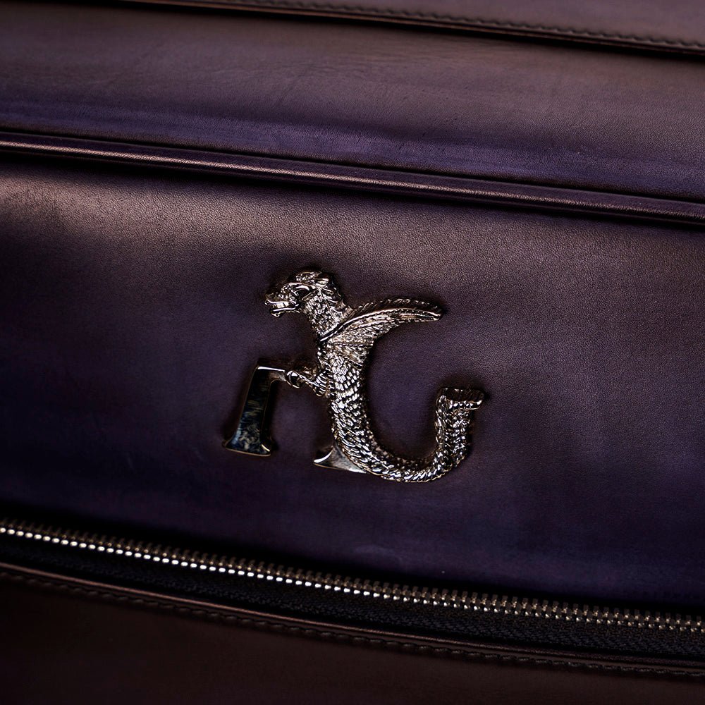 AG Blue Leather Cabin Trolley - Angelo Galasso - Luxury Italian Menswear London