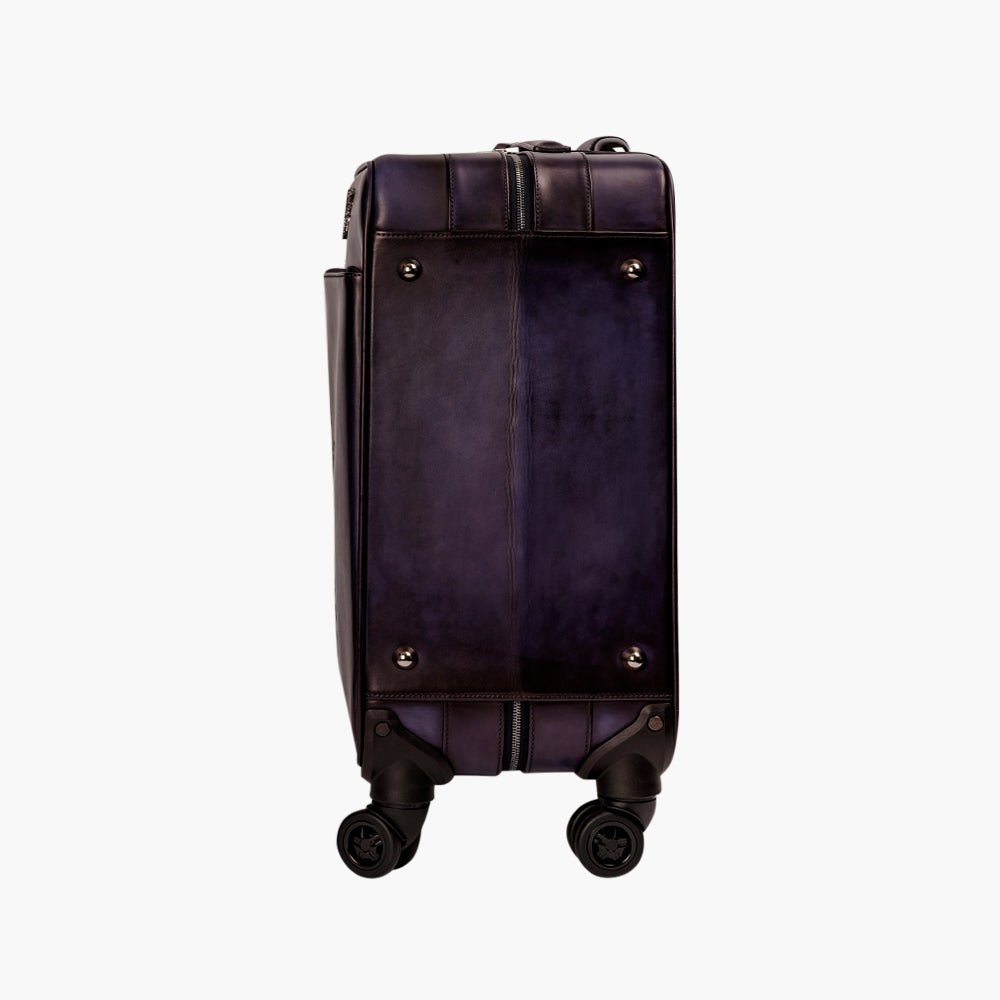 AG Blue Leather Cabin Trolley - Angelo Galasso - Luxury Italian Menswear London