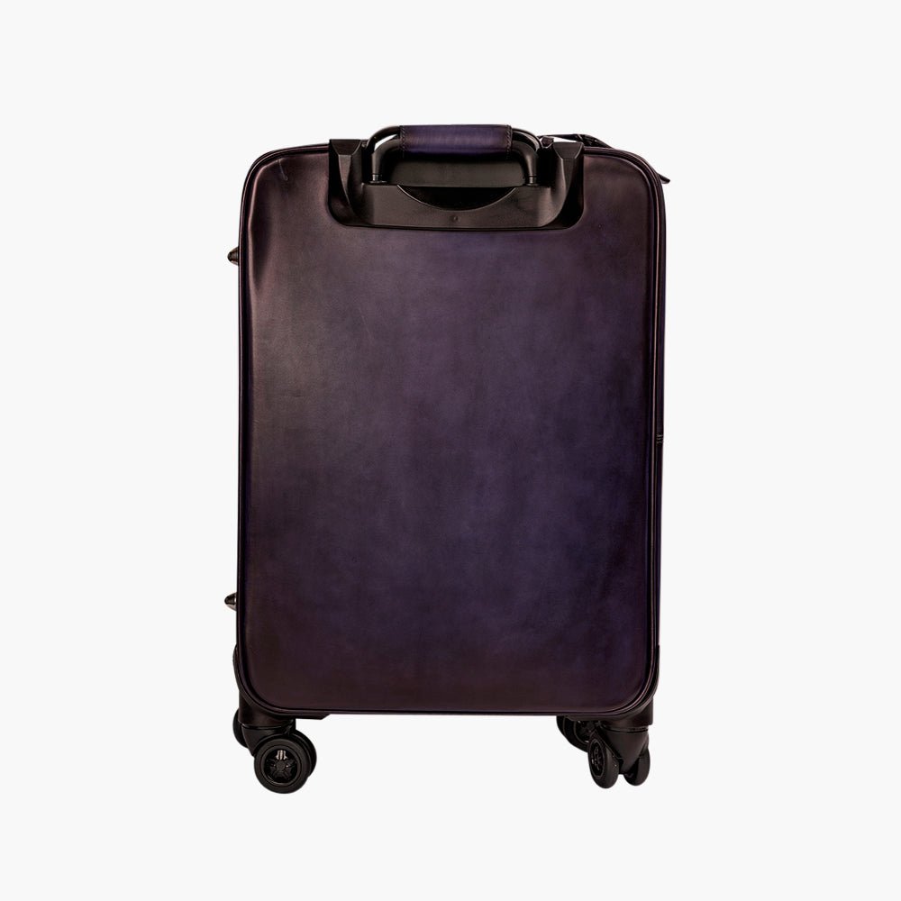 AG Blue Leather Cabin Trolley - Angelo Galasso - Luxury Italian Menswear London
