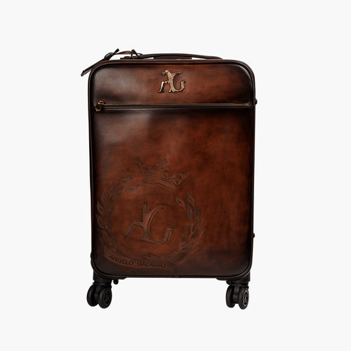 Brown Leather Cabin Trolley - Angelo Galasso front view