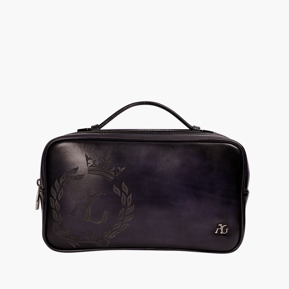 Blue Leather Necessaire by Angelo Galasso - Angelo Galasso - Luxury Italian Menswear London