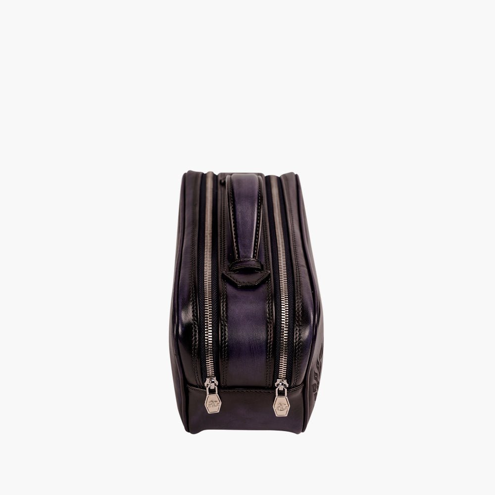 Blue Leather Necessaire by Angelo Galasso - Angelo Galasso - Luxury Italian Menswear London