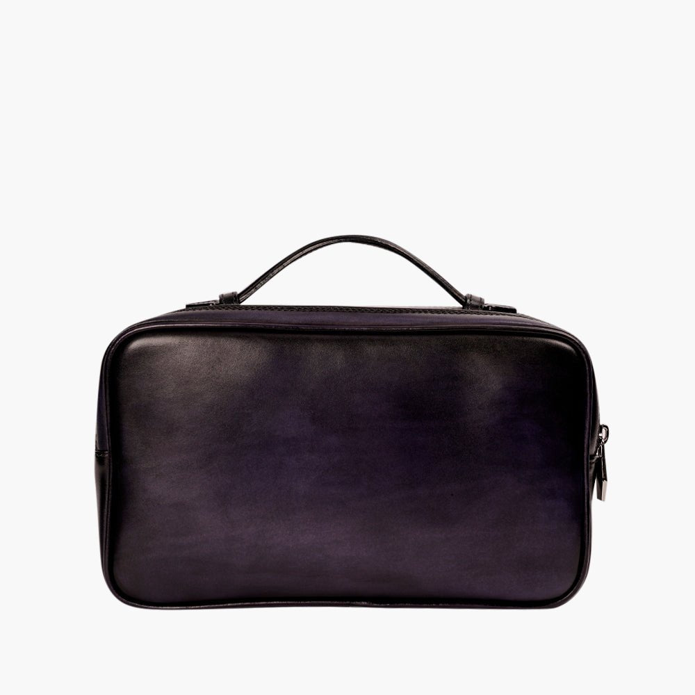 Blue Leather Necessaire by Angelo Galasso - Angelo Galasso - Luxury Italian Menswear London