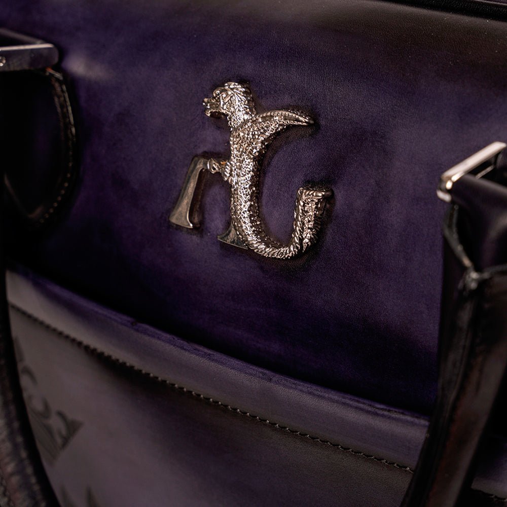 Blue Leather Travel Bag by Angelo Galasso - Angelo Galasso - Luxury Italian Menswear London