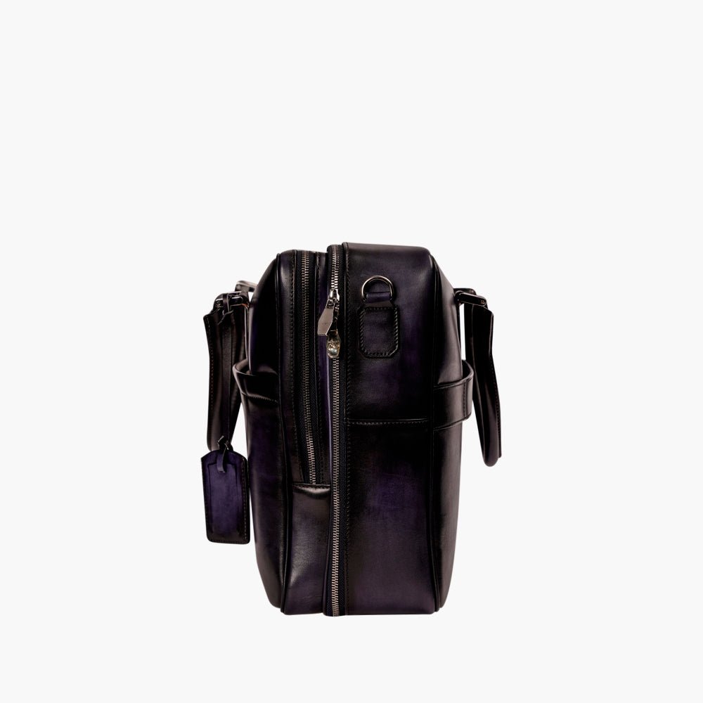 Blue Leather Travel Bag by Angelo Galasso - Angelo Galasso - Luxury Italian Menswear London