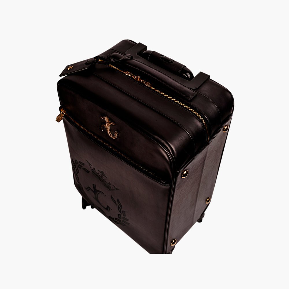 Black Leather Cabin Trolley AG - Angelo Galasso - Luxury Italian Menswear London
