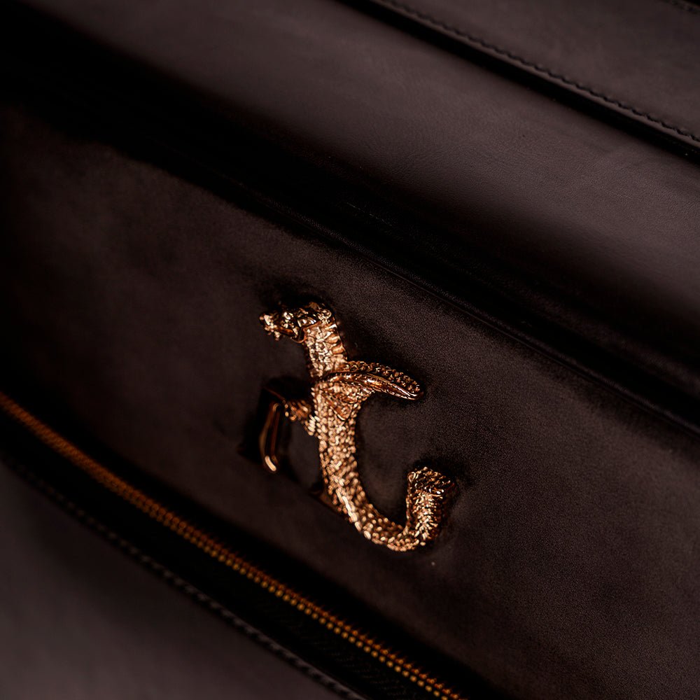 Black Leather Cabin Trolley AG - Angelo Galasso - Luxury Italian Menswear London