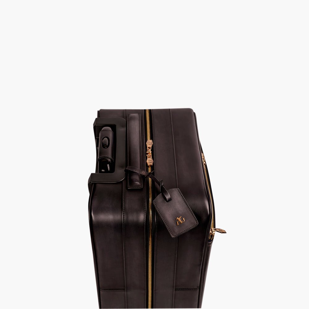 Black Leather Cabin Trolley AG - Angelo Galasso - Luxury Italian Menswear London