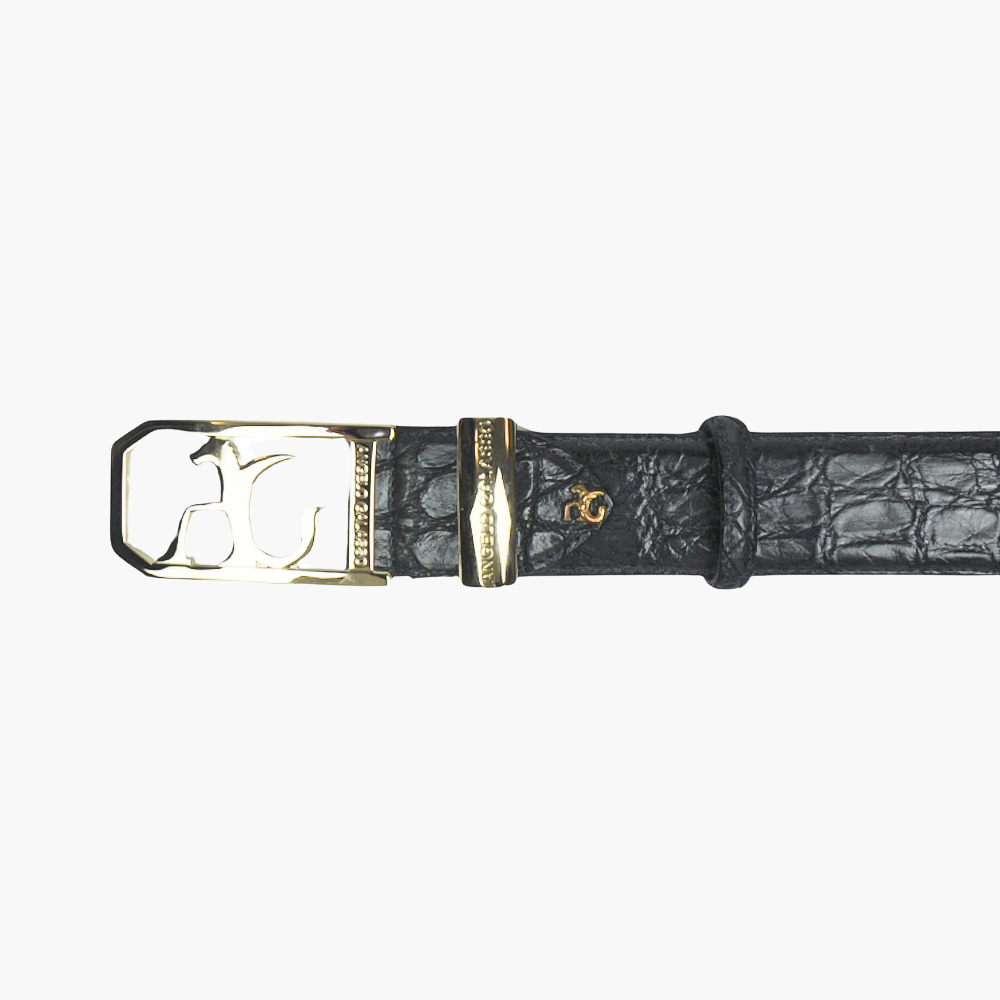 Dark Grey Crocodile Belt with AG Buckle ANGELO GALASSO