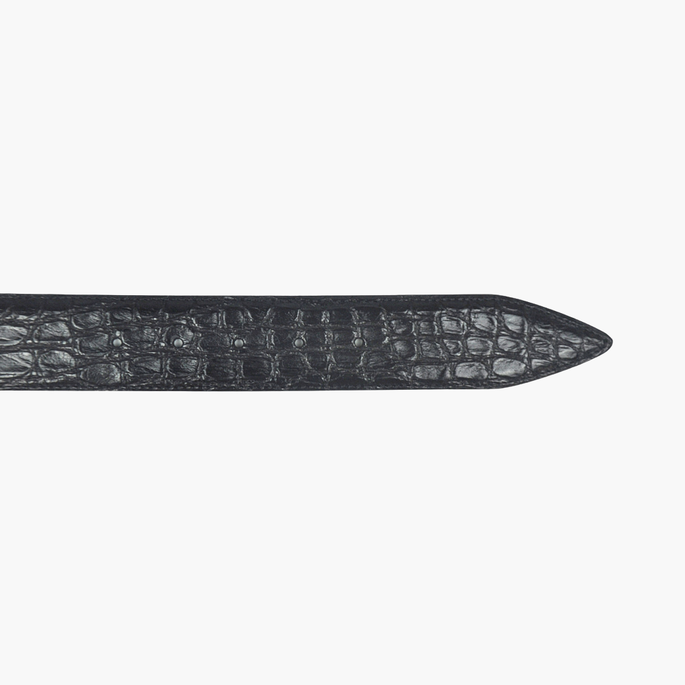 Dark Grey Crocodile Belt with AG Buckle ANGELO GALASSO
