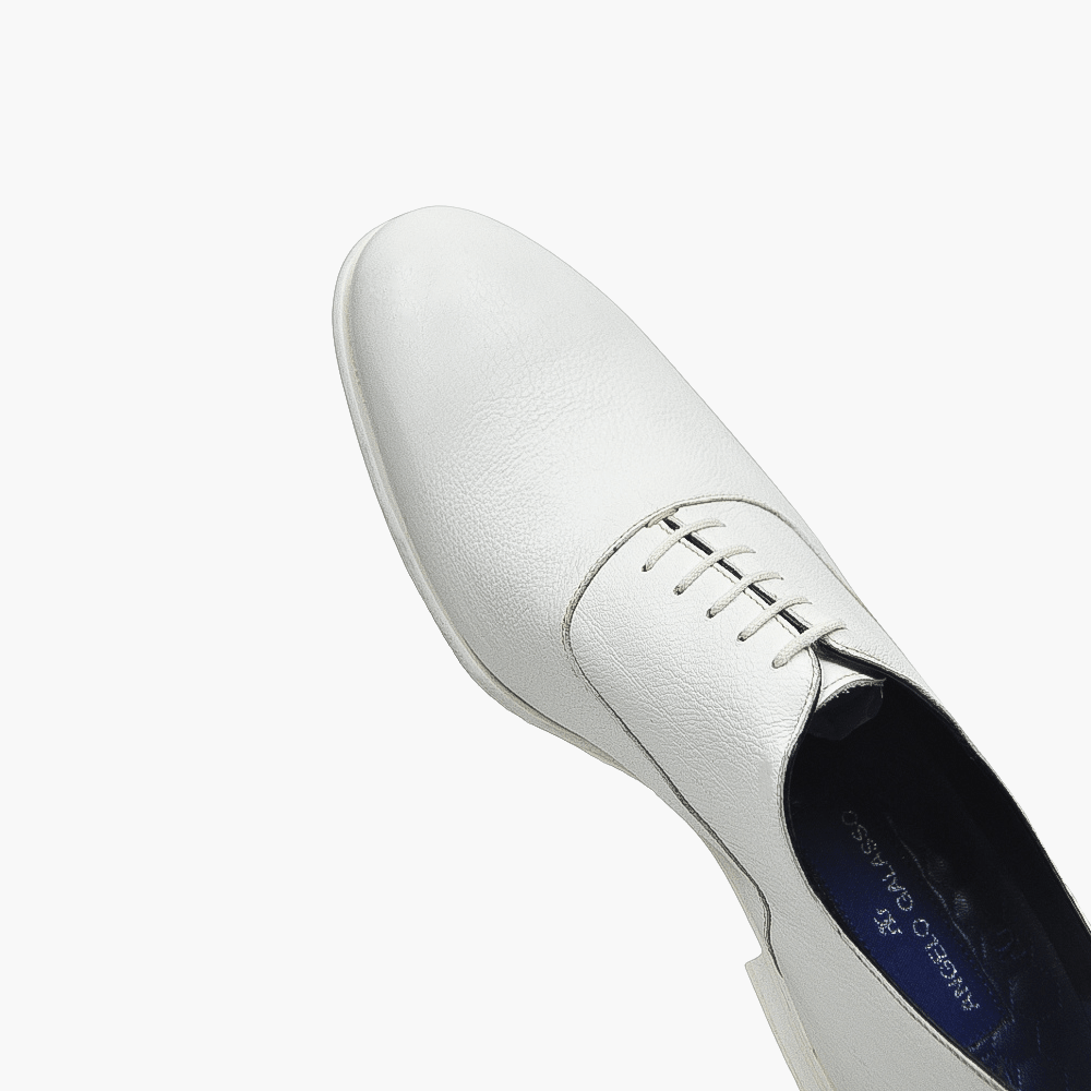 White Lace-up Oxford Shoes - Angelo Galasso - Luxury Italian Menswear London