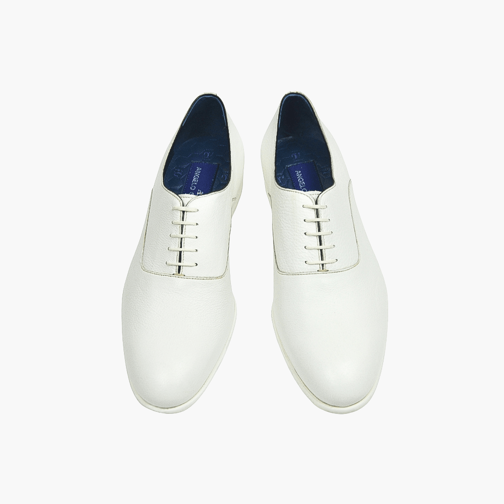 White Lace-up Oxford Shoes - Angelo Galasso - Luxury Italian Menswear London