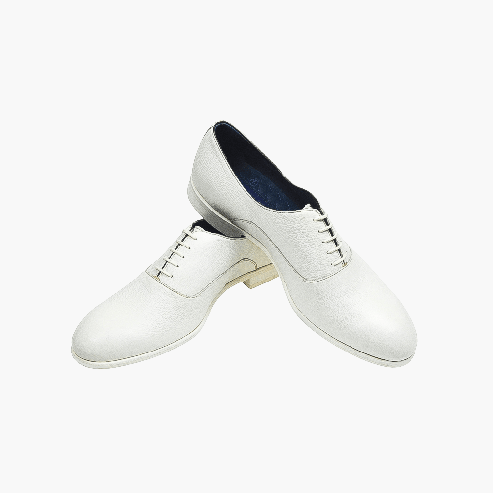 White Lace-up Oxford Shoes - Angelo Galasso - Luxury Italian Menswear London