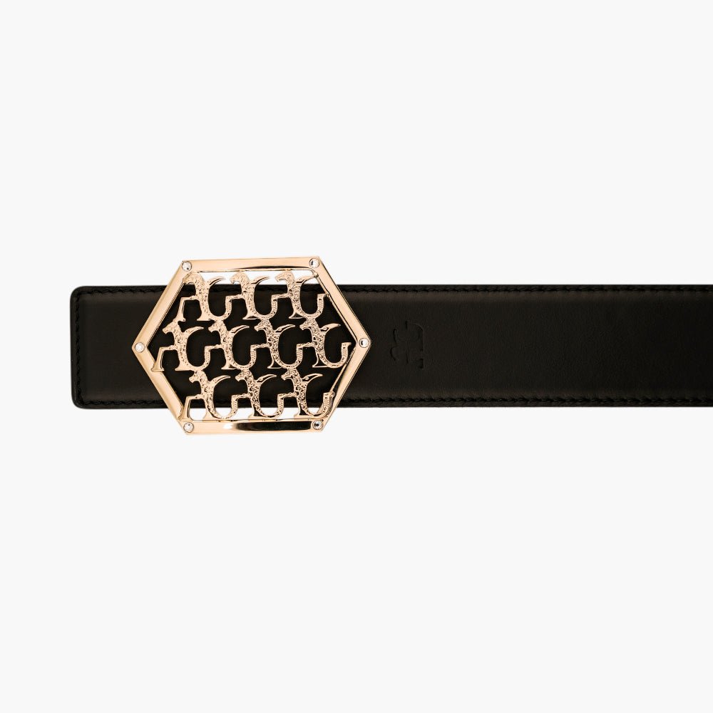 Gold Interlock AG Calfskin Belt - Angelo Galasso - Luxury Italian Menswear London