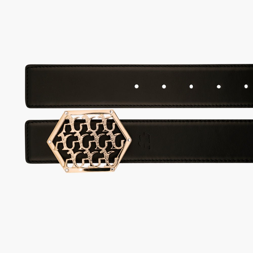 Gold Interlock AG Calfskin Belt - Angelo Galasso - Luxury Italian Menswear London