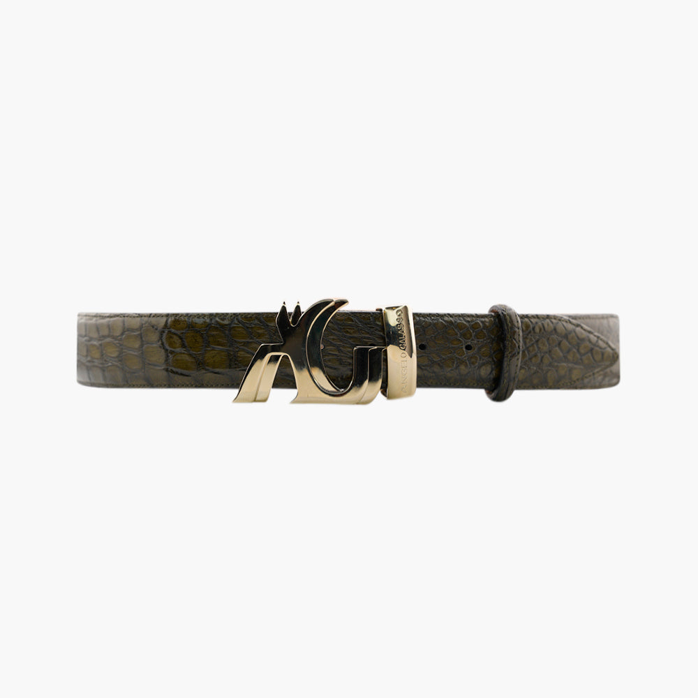 Green Crocodile Belt with AG Buckle