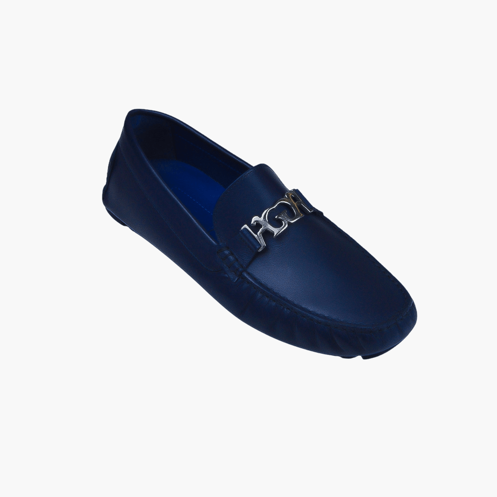 Blue Ornament Driver Shoes - Angelo Galasso - Luxury Italian Menswear London