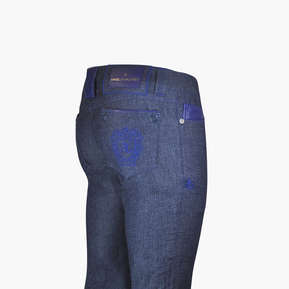 Blue Jeans with Araldica Crest and Leather Inserts – B11MR04001