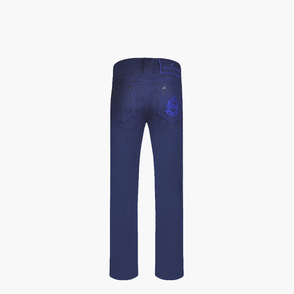 Blue & Royal Blue Cotton Jeans with Shield - B11MR04003