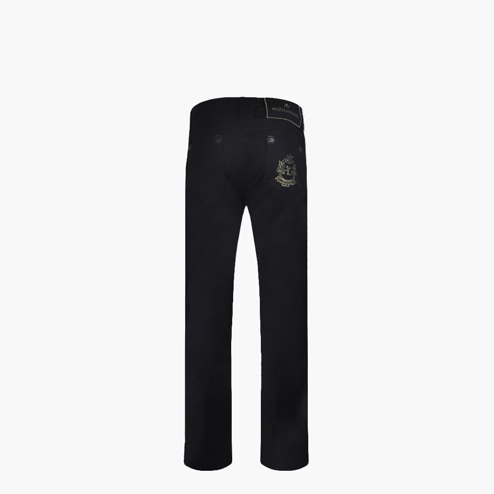 Black & Gold Cotton Jeans with Shield - B11MR04003