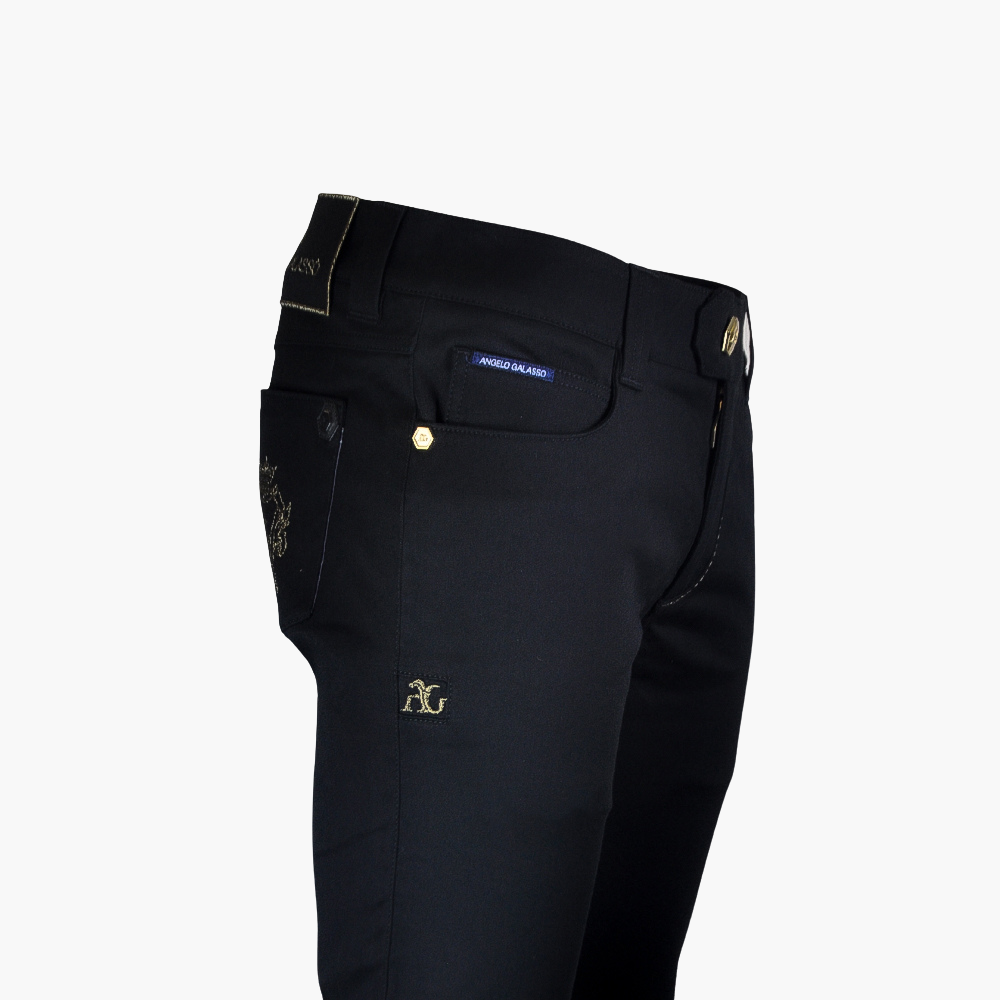 Black & Gold Cotton Jeans with Shield - B11MR04003