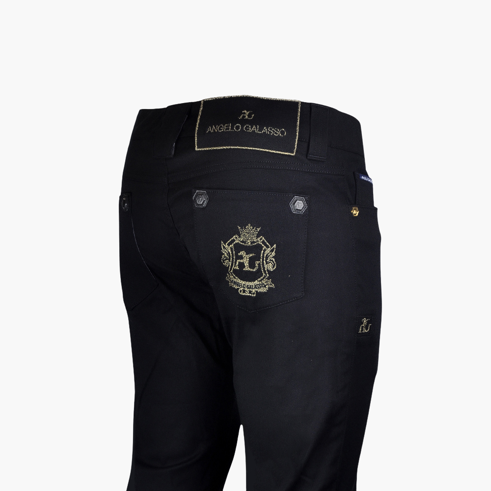 Black & Gold Cotton Jeans with Shield - B11MR04003