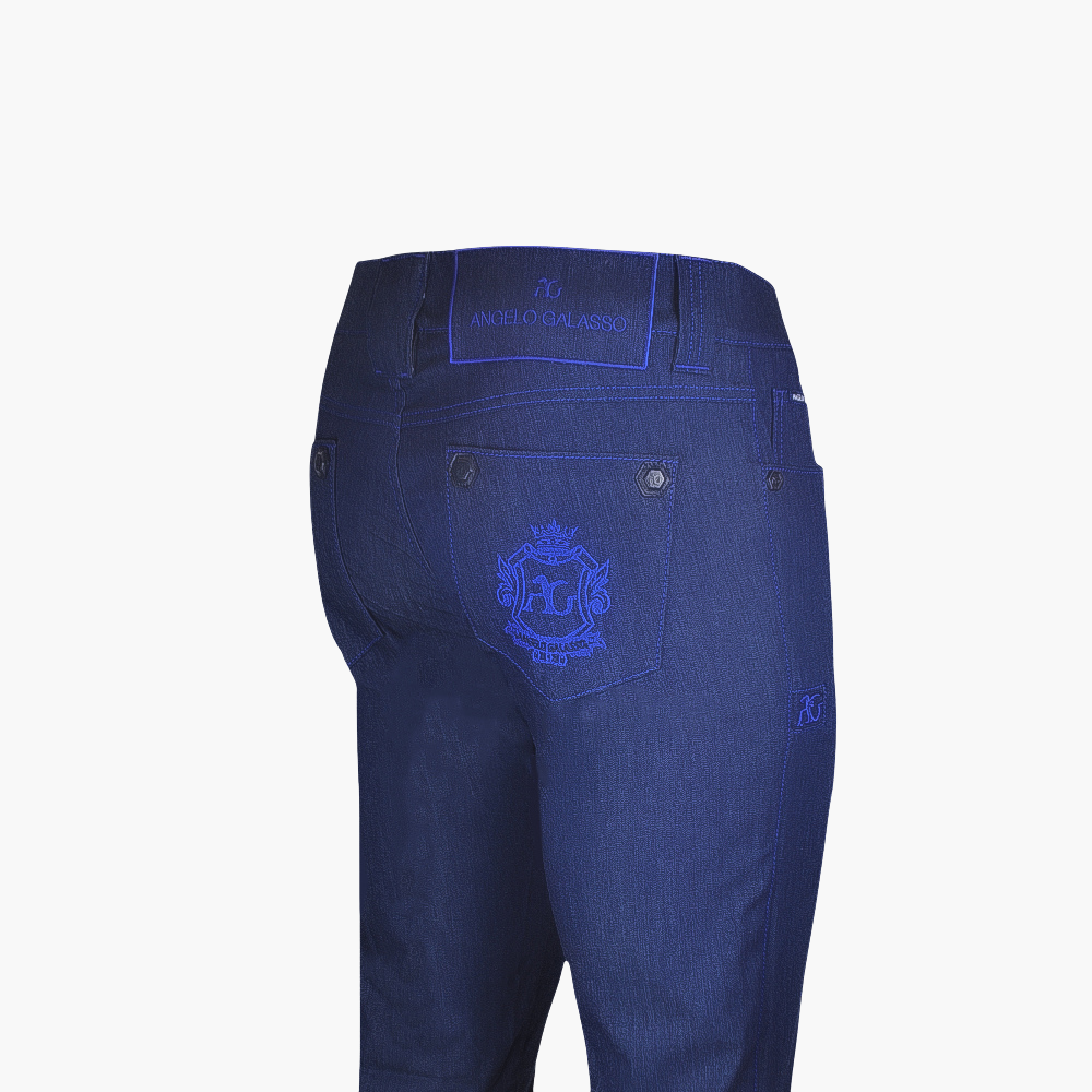 Blue & Royal Blue Cotton Jeans with Shield - B11MR04003