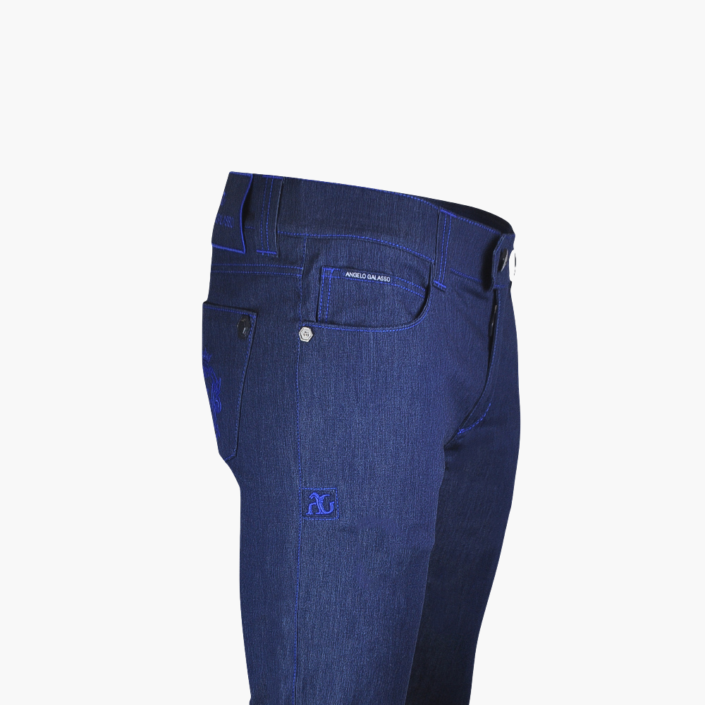 Blue & Royal Blue Cotton Jeans with Shield - B11MR04003