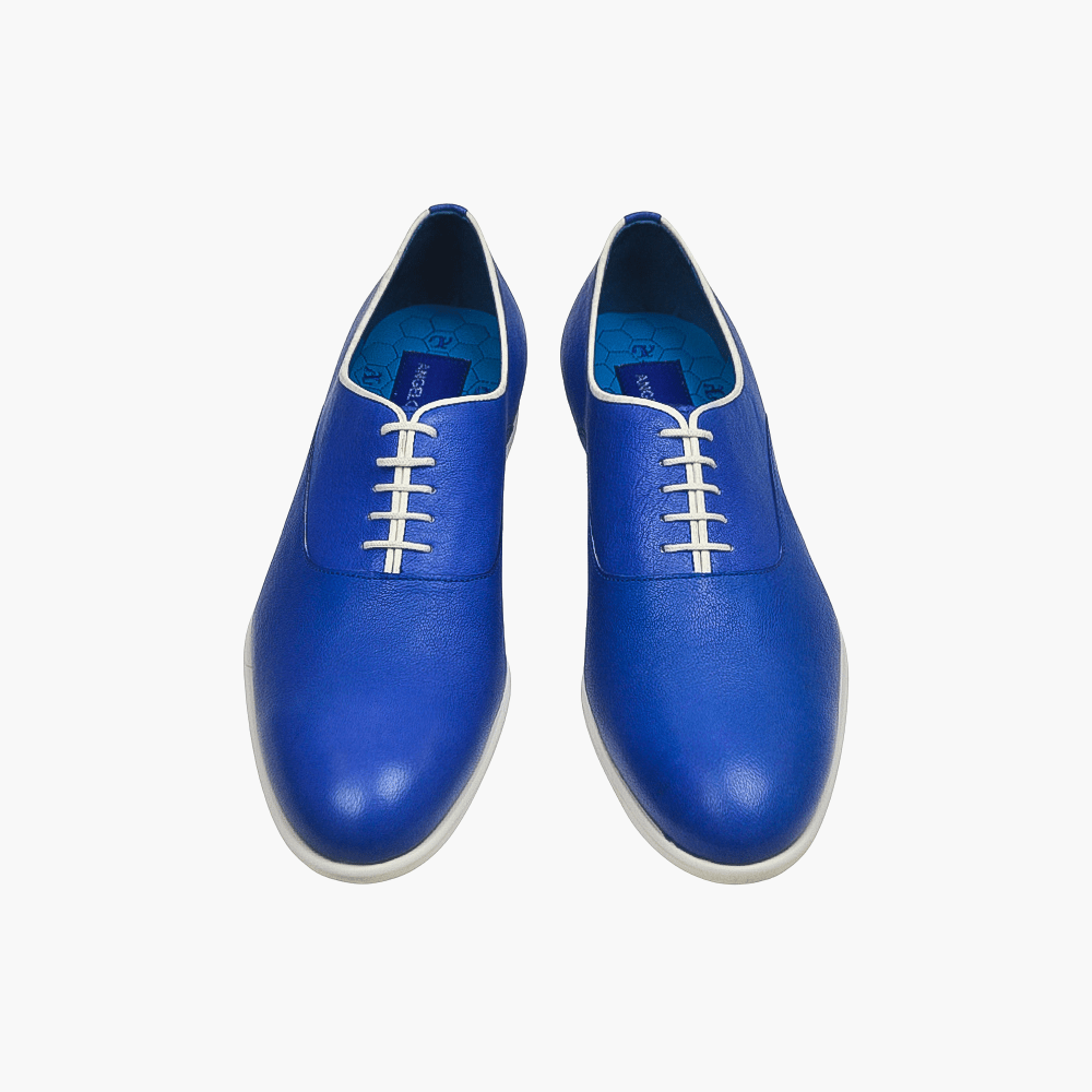 Blue Lace-up Oxford Shoes - Angelo Galasso - Luxury Italian Menswear London