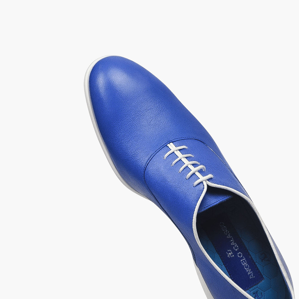Blue Lace-up Oxford Shoes - Angelo Galasso - Luxury Italian Menswear London