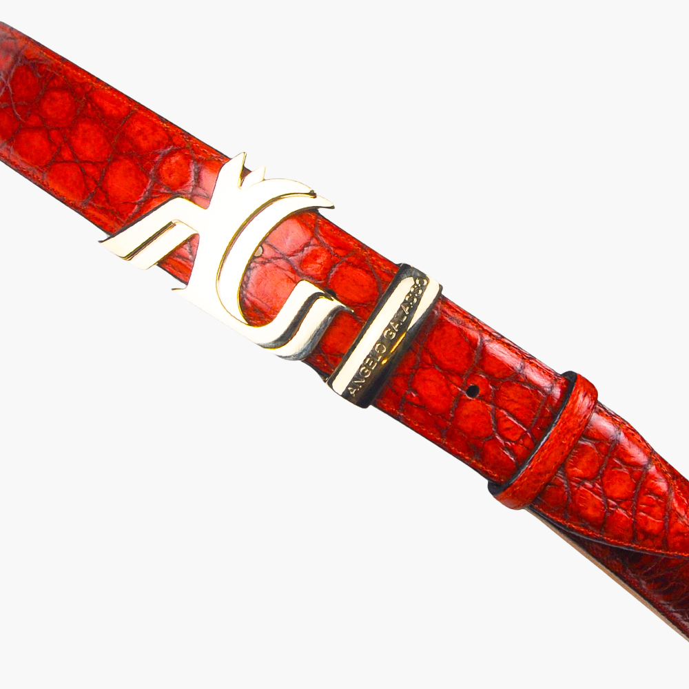 Orange Crocodile Belt with AG Buckle