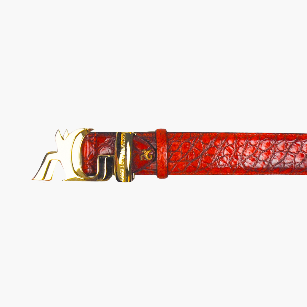 Orange Crocodile Belt with AG Buckle