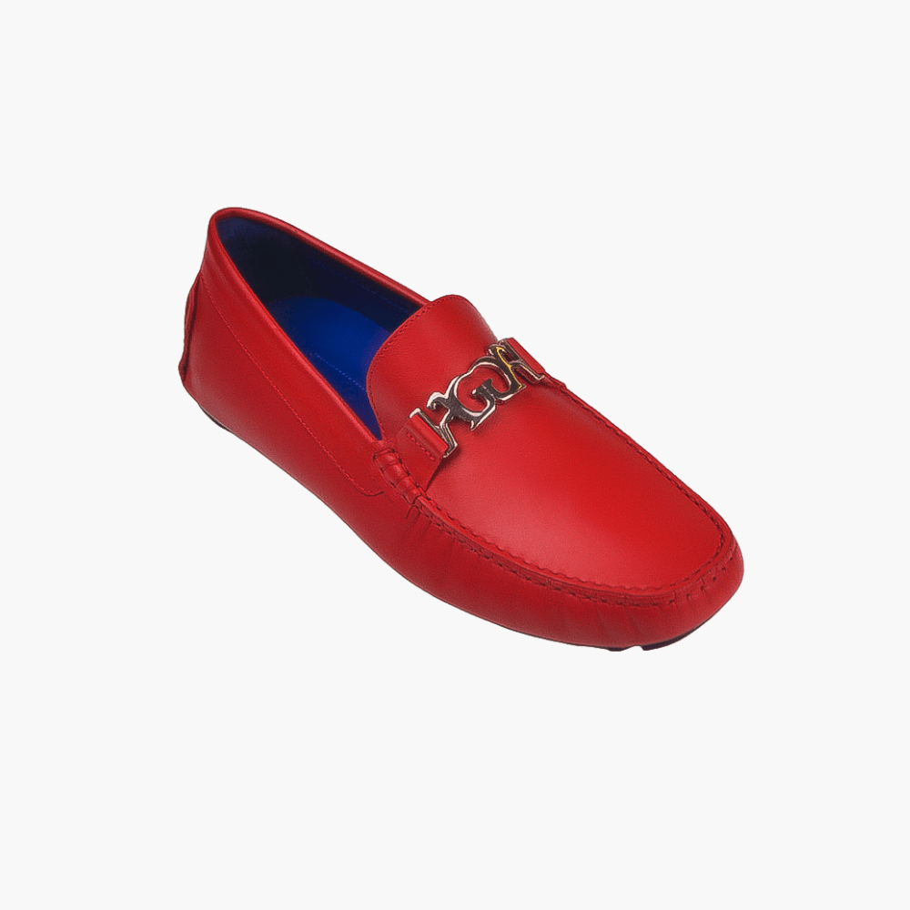 Red Ornament Driver Shoes - Angelo Galasso - Luxury Italian Menswear London