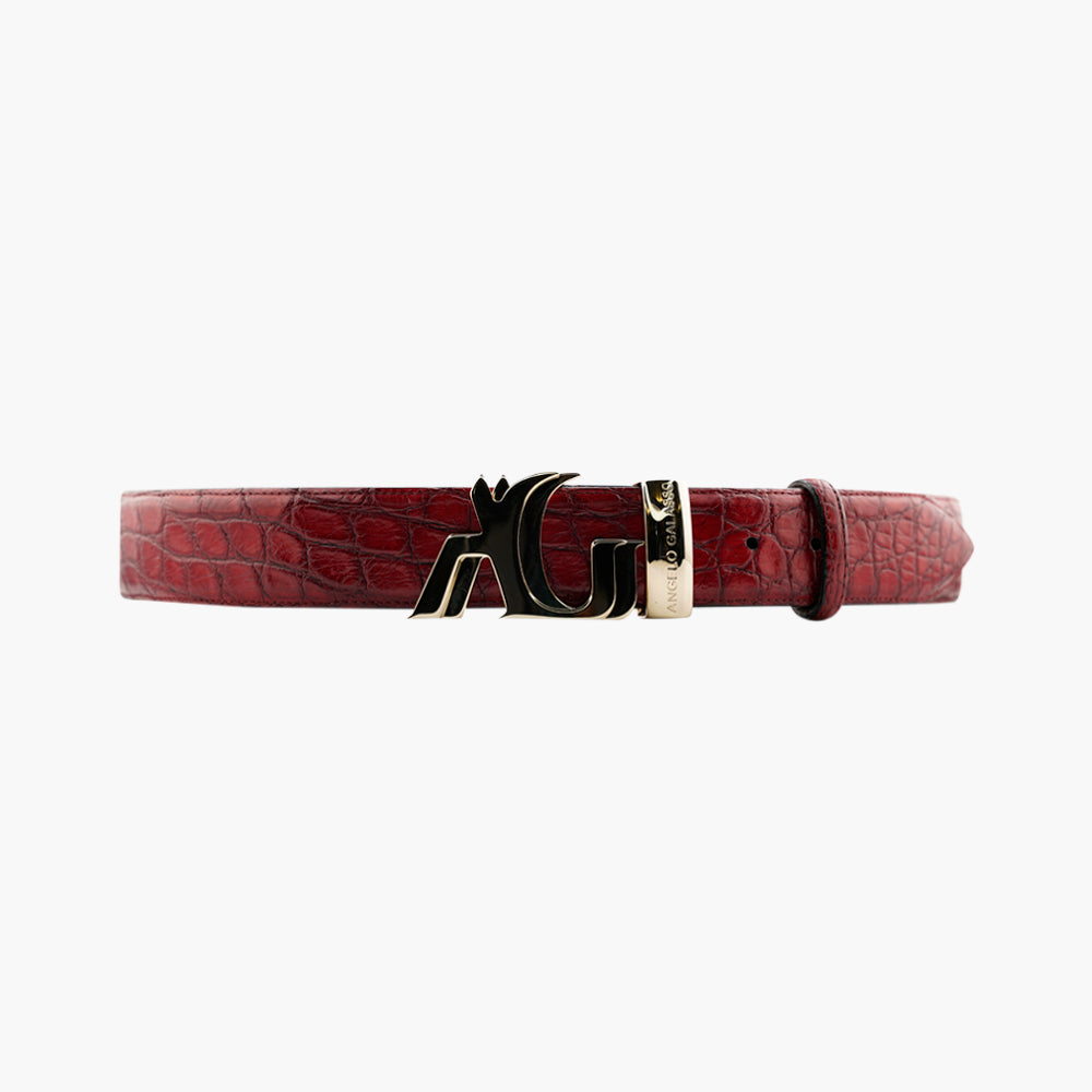 Red Crocodile Belt with AG Buckle