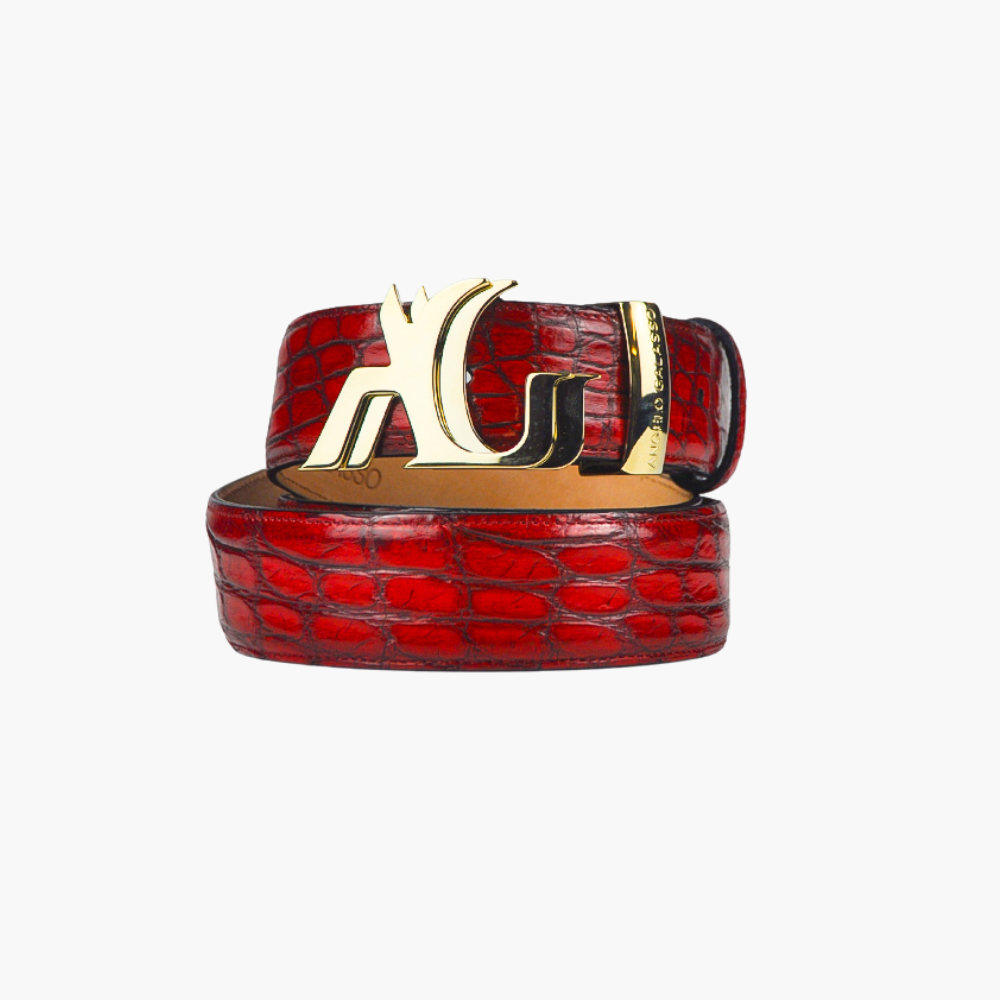 Red Crocodile Belt with AG Buckle - AG22SCCOL02FL