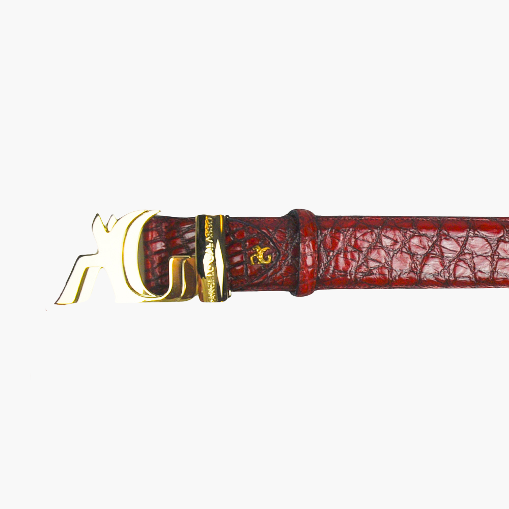 Red Crocodile Belt with AG Buckle - AG22SCCOL02FL
